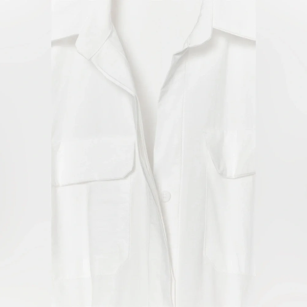 NWT. Zara ZW Collection Oyster-White Cotton Blend Midi Dress. Size M. - Picture 7 of 10